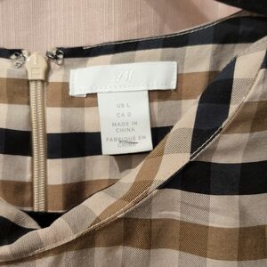 H&M Plaid Zip-Back Dress in Beige, Black & Cream